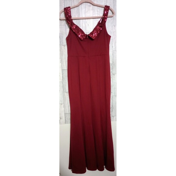 Ever Pretty Mermaid Dress Burgundy Sequin Hoco Prom V-Neck Cap Sleeve XXL NWT - Picture 3 of 5